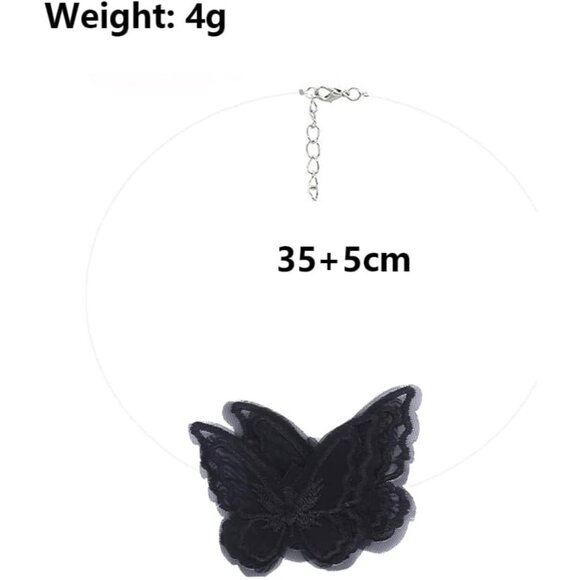Delicate White Lace Adjustable Butterfly Choker - Unique Jewelry for Women - Picture 2 of 7